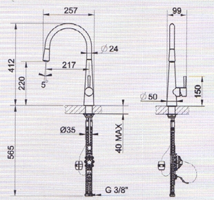 K�kkenarmatur, K�kkenbatteri, Badekar